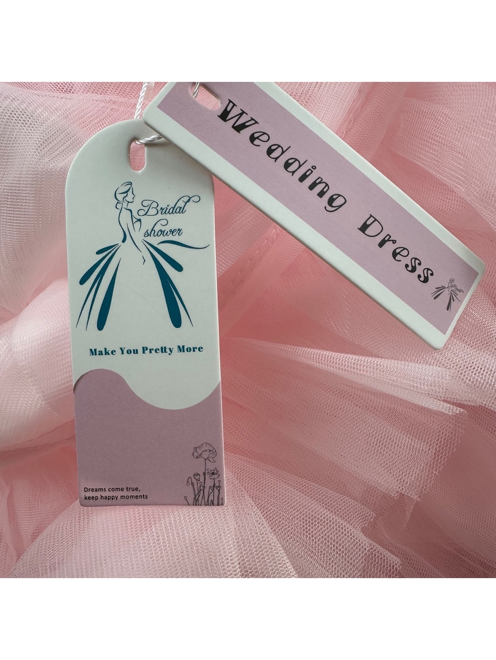 Pink High Low Tulle Bridal Shower Dress Ruffle Train Wedding Reception Gown NWT - Picture 4 of 11